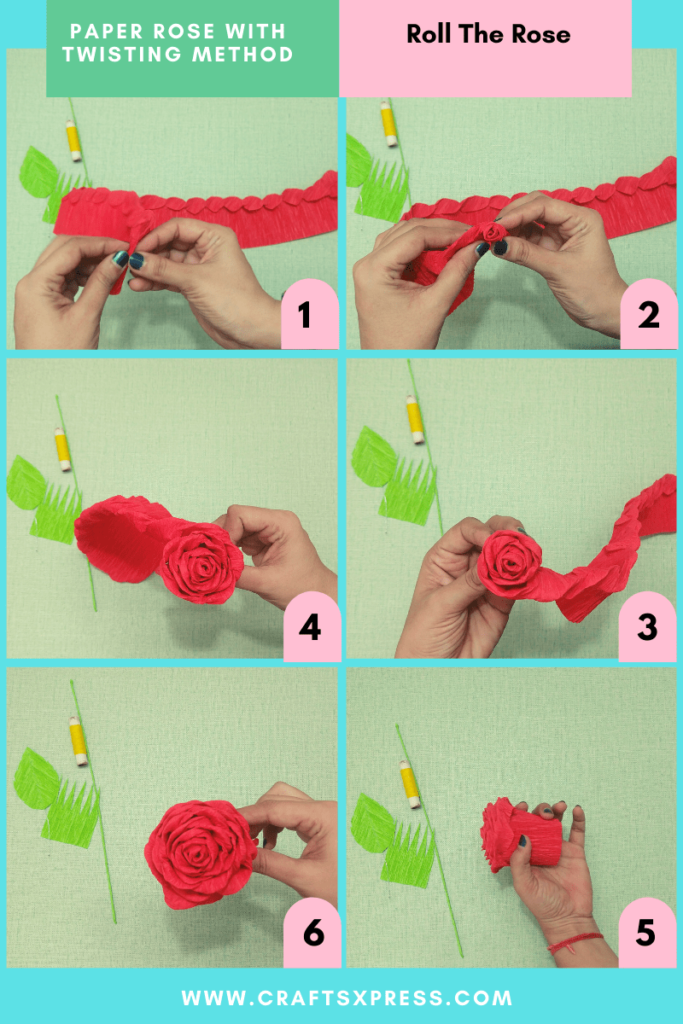 how to make paper roses with construction paper step by step